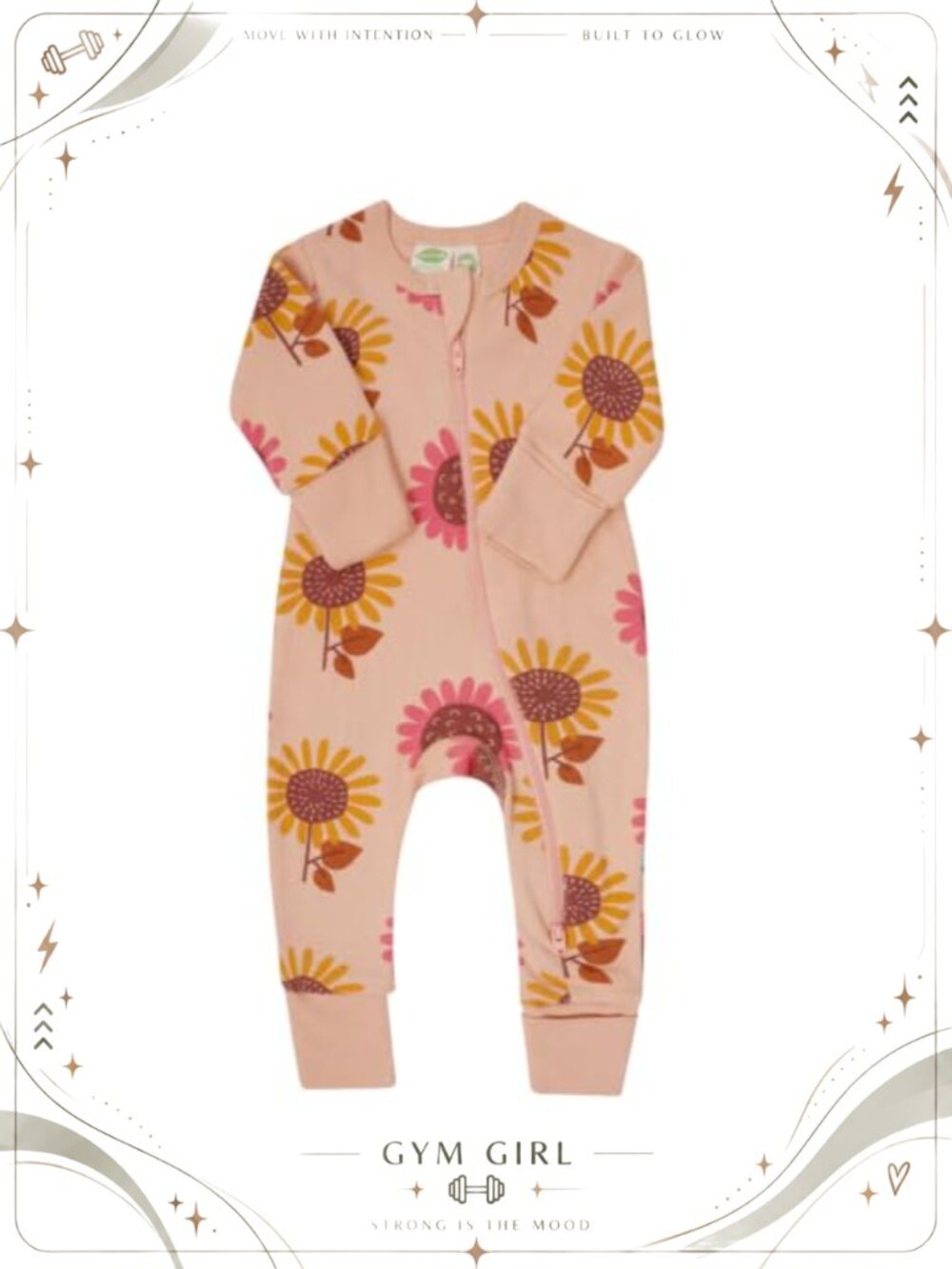 Organic Cotton 2-Way Zip Romper Long Sleeve Foldover Mitts Bodysuit